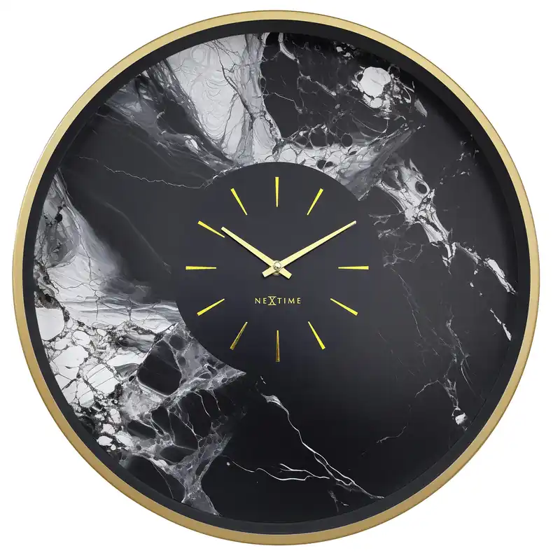 Preisknaller Wanduhr – Lautloses Uhrwerk, Marmoroptik, Goldrahmen - Marble Duo | NeXtime