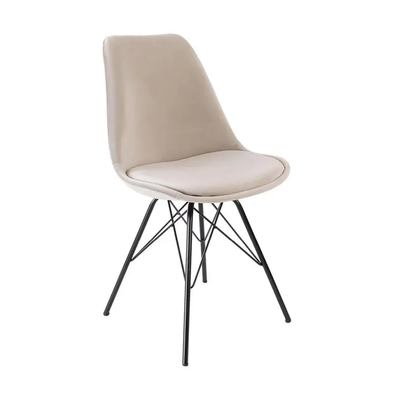 Zertifiziert Esszimmerstuhl – Champagner Samt, Schwarzes Metall, Moderne Form - Velvet | Kick Collection