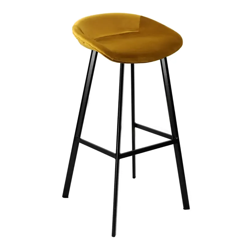 Bestpreis Barhocker – Goldener Samt, Schwarzes Metall, Edle Form - Finn | Kick Collection