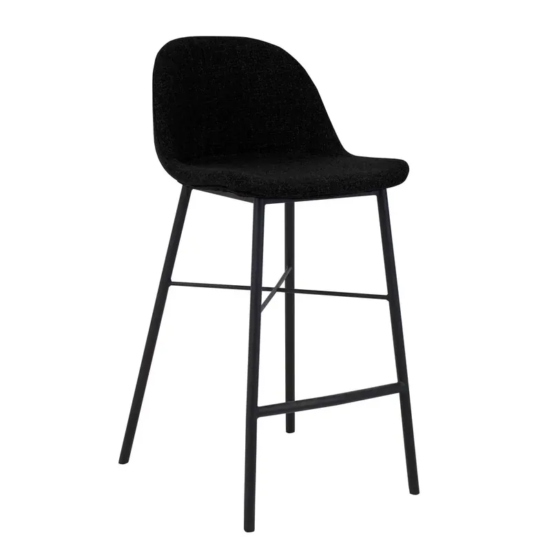 Preisreduziert Barhocker – Strukturierter Stoff, Schwarzes Metall, Moderne Form - Jade | Kick Collection