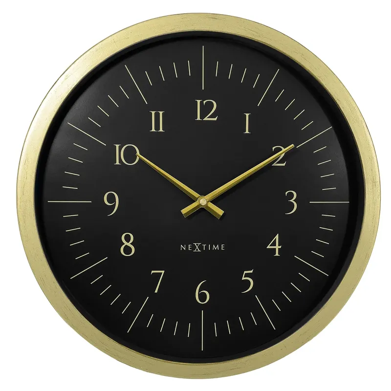 Wanduhr – Gebürstetes Gold, Klares Zifferblatt, Stilles Werk - Galaxy | NeXtime Neu