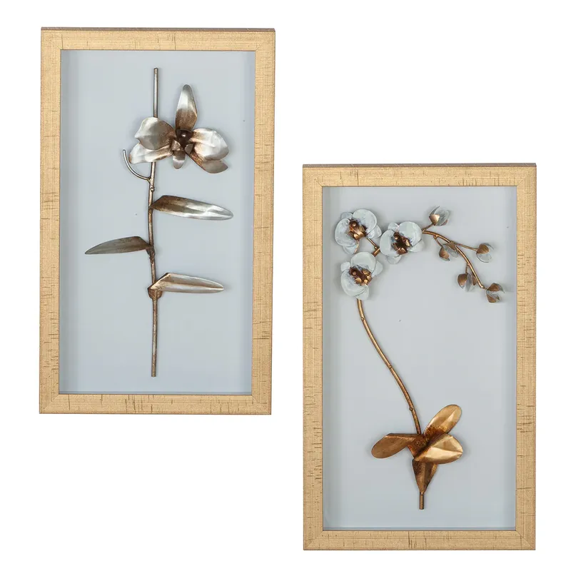 Echt Wandbild – Blumen Motiv, Glas Design, Gold Rahmen - Fiore | Gilde
