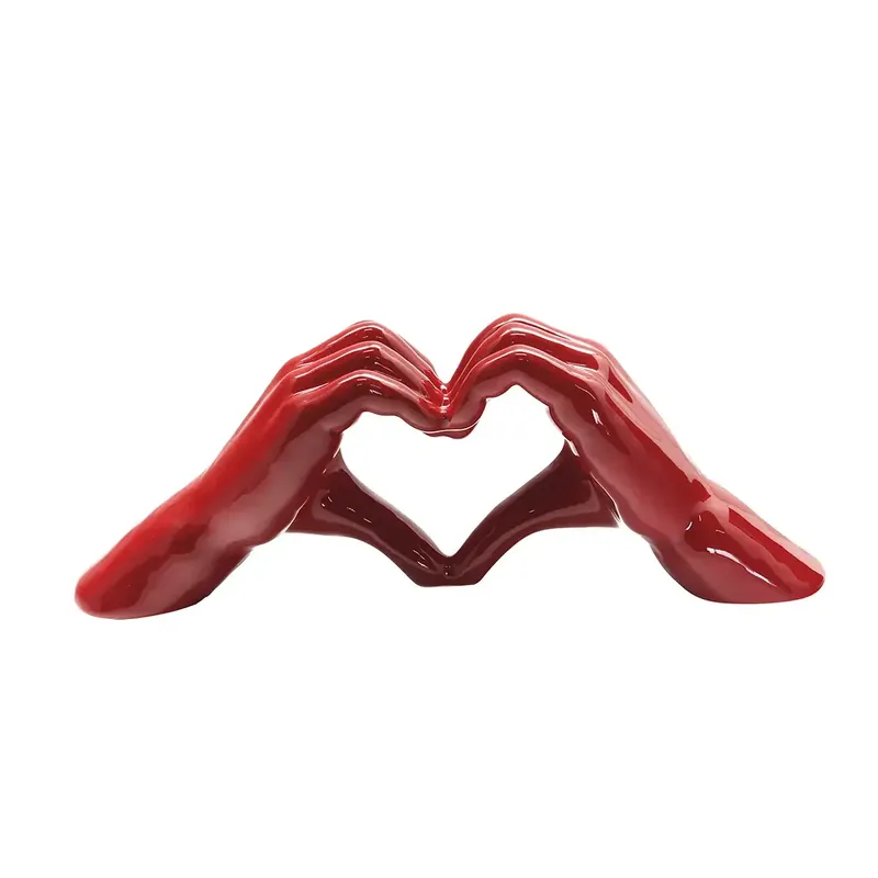 Dekoobjekt – Rote Keramik, Skulpturales Herz, Feine Hände - Heart | Gilde Knallerangebot