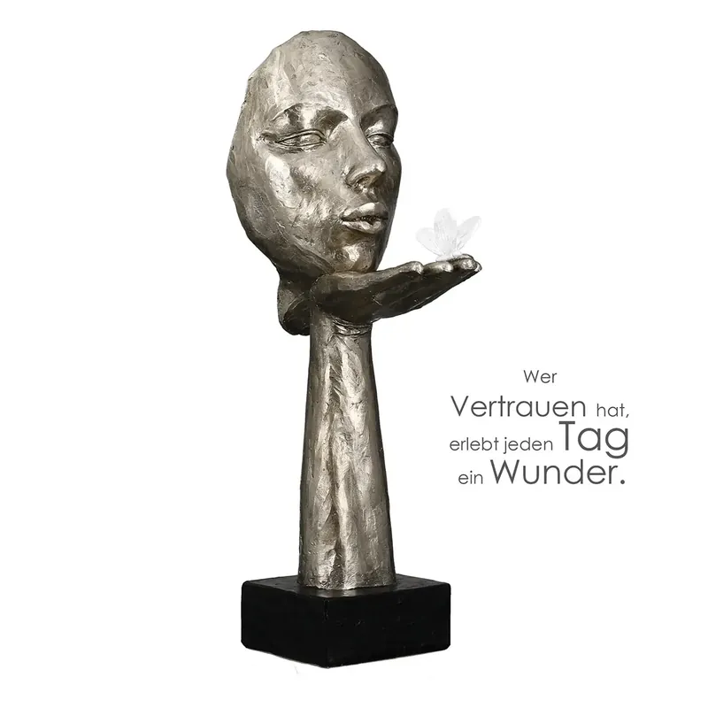 Sichere Zahlung Skulptur – Antike Oberfläche, Silberne Optik, Ausdrucksstarkes Gesicht - Desire | Gilde