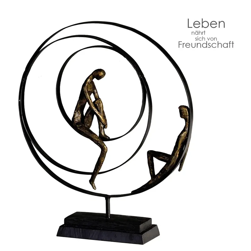 Rabatt Skulptur – Bronzefarbene Oberfläche, Paarmotiv, Strukturierte Form - Patience | Gilde
