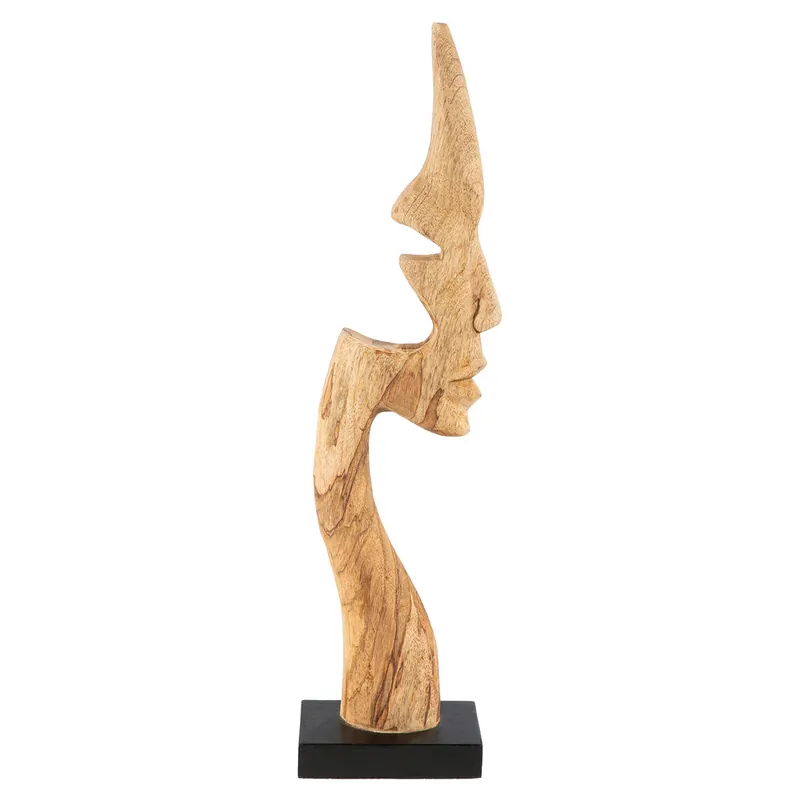 Bestpreis Skulptur – Naturholz Design, Gesichtsmotiv, Schwarze Basis, Höhe 63.5 cm - Silhouette | Gilde