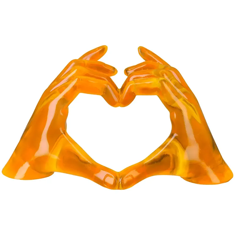 Dekoobjekt – Gelbes Kunstharz, Herzform Hände, Stehende Figur - Heart Hands | Gilde Preisknaller