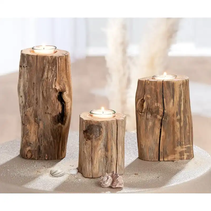 Teelichthalter – Natürliches Holz, Zeitlose Eleganz, Warme Ausstrahlung - Kuta | Gilde Mega-Angebot