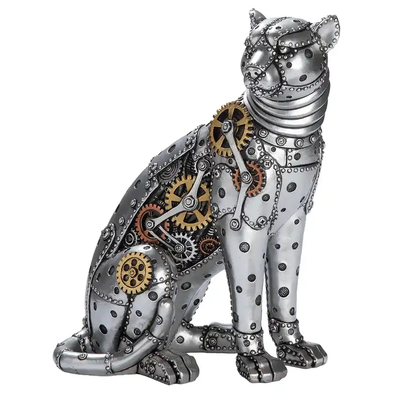 Sonderangebot Figur – Kunstharz Material, Leopard Design, Silberfarbene Akzente - Steampunk Leopard | Gilde