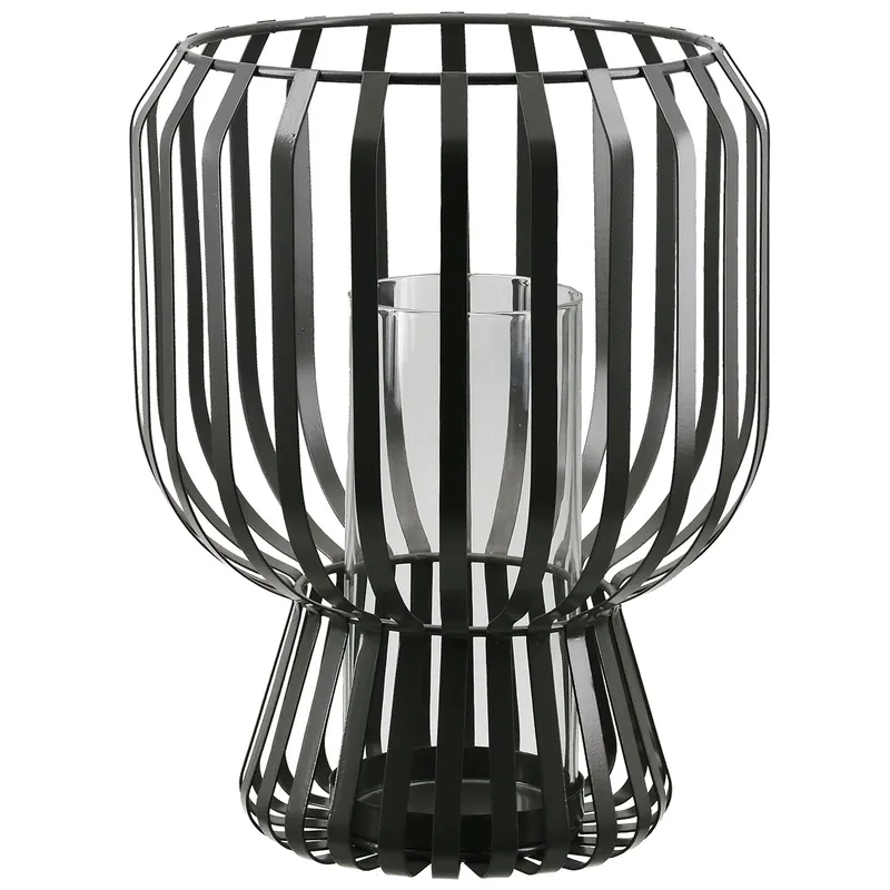 Heißes Angebot Windlicht – Mattes Metall, Glas Einsatz, Graue Oberfläche, 24cm Höhe - Scola | Gilde