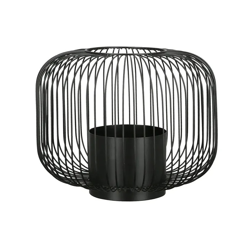 Sichere Zahlung Windlicht – Filigrane Metallstruktur, Schwarze Oberfläche, Stilvoller Glaseinsatz, 26,5 cm - Filo | Gilde