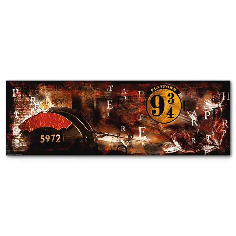 Wandbild – Holzrahmen Design, Leinwanddruck Optik, Gleis Motiv - Hogwarts Gleis 9 | Gilde Garantierte Lieferung