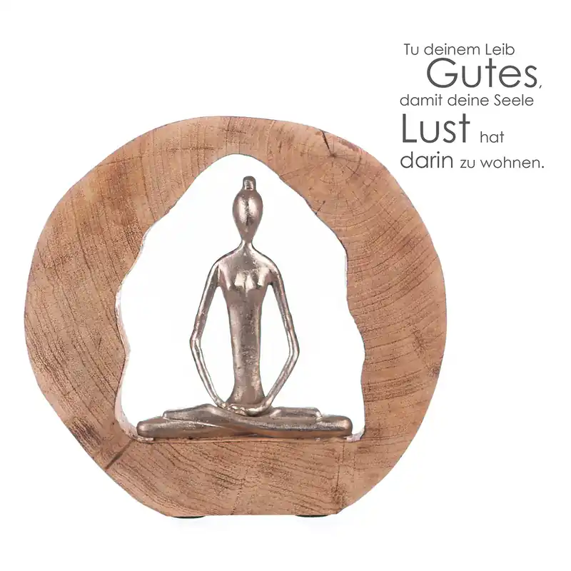 Top-Angebot Skulptur – Aluminium Holz, Antikes Finish, Yoga Motiv, 27 cm - Health | Gilde