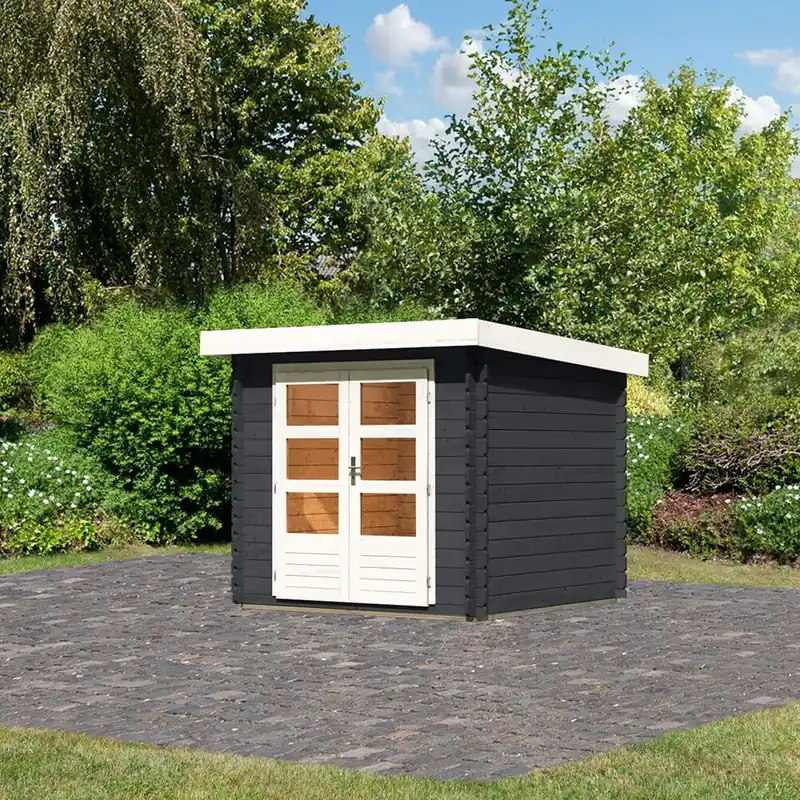 Günstig Blockbohlenhaus Delme 2 Pultdach 28 mm