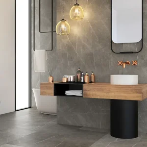 Zertifiziert Wunderwerk CERAMIN TILES Wand- und Bodenbelag Marmor dunkelgrau