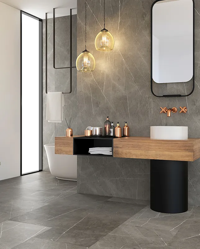 Zertifiziert Wunderwerk CERAMIN TILES Wand- und Bodenbelag Marmor dunkelgrau