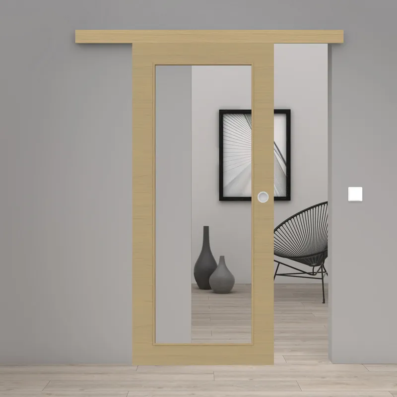 Neue Kollektion Schiebetür Laminato Accent Naturbeige Quer CPL XXL-Lichtausschnitt