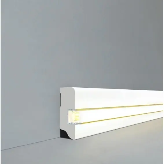 Super-Preis Licht Sockelleiste "Mannheim" MDF 19 x 58 x 2500 mm Weiß LED Fußleiste by PROVISTON