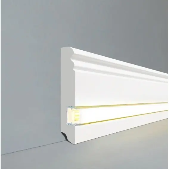 Licht Sockelleiste "Wiesbaden" MDF 19 x 96 x 2500 mm Weiß Berliner Profil by PROVISTON Bestpreis