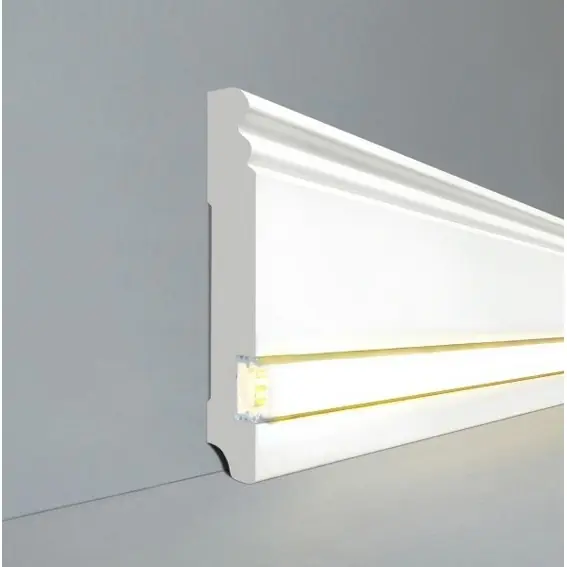 Top-Seller Licht Sockelleiste "Berlin" MDF 19 x 115 x 2500 mm Weiß Berliner Profil by PROVISTON