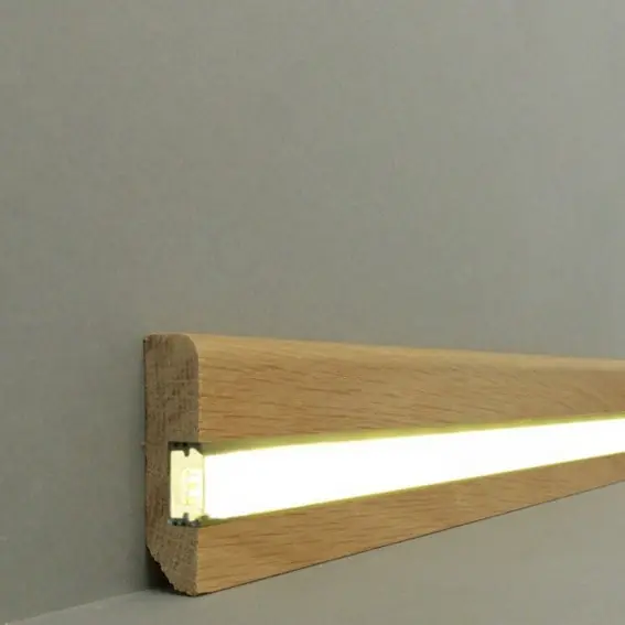 Licht Sockelleiste "Braunschweig" Massivholz 16 x 58 x 2400 mm Eiche Lichtleiste modern by PROVISTON Sofort Bestellen