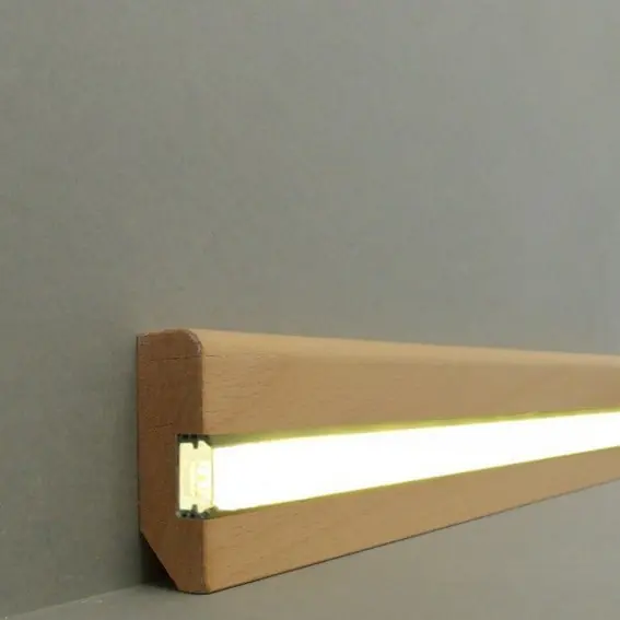 Neue Ware Licht Sockelleiste "Heidelberg" Massivholz 20 x 58 x 2400 mm Buche LED Fußleiste by PROVISTON
