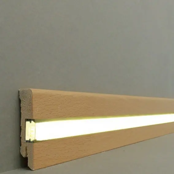 Licht Sockelleiste "Lübeck" Echtholzfurnier 16 x 60 x 2500 mm Buche moderne Lichtleiste by PROVISTON Direkt Vom Hersteller