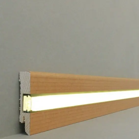 Top-Angebot Licht Sockelleiste "Lübeck" Echtholzfurnier 16 x 60 x 2500 mm Buche gedämpft LED by PROVISTON