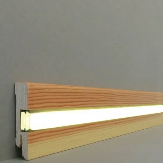 Online Kaufen Licht Sockelleiste "Lübeck" Echtholzfurnier 16 x 60 x 2500 mm Kiefer Lichtleiste modern by PROVISTON