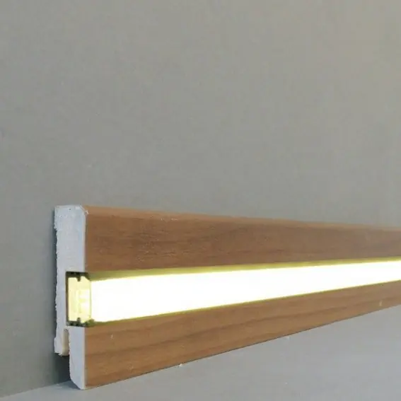 Bestpreis Licht Sockelleiste "Lübeck" Echtholzfurnier 16 x 60 x 2500 mm Nussbaum Lichtleiste by PROVISTON