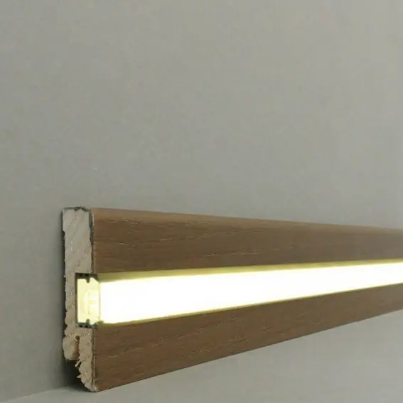 Licht Sockelleiste "Lübeck" Echtholzfurnier 16 x 60 x 2500 mm Räuchereiche LED by PROVISTON Neu Im Sortiment