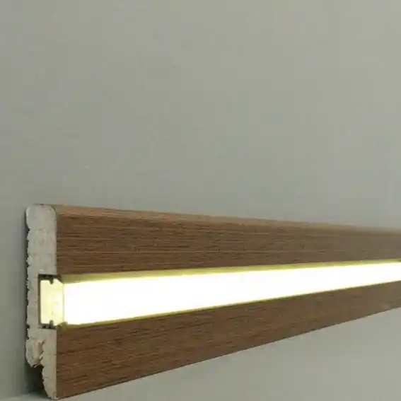 Licht Sockelleiste "Lübeck" Echtholzfurnier 16 x 60 x 2500 mm Wenge moderne Lichtleiste by PROVISTON Neue Kollektion