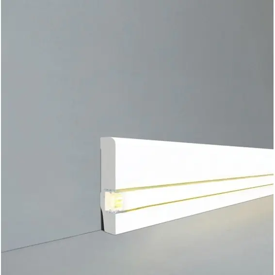 Licht Sockelleiste "Meppen" MDF 13 x 58 x 2500 mm Weiß LED Fußleiste by PROVISTON Top-Angebot