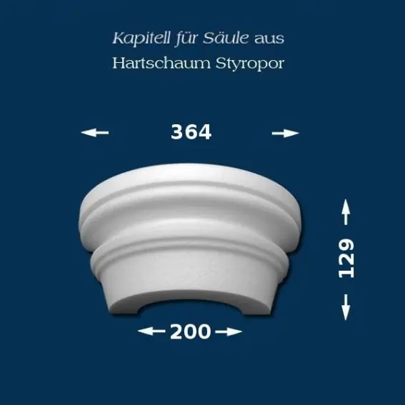 Wiesemann | Säulenkapitell SK8-2" | Polystyrol | 364 x 200 mm | Dekosäule | Zierelement Stucksäule Echt