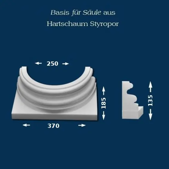 Sichere Zahlung Wiesemann | Säulenbasis "SB13" | Polystyrol | 370 x 250 mm | Säulenfuß | Styroporsäule | Dekosäule