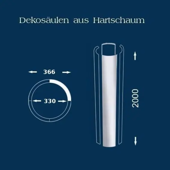 Heißes Angebot Wiesemann | Säulenschaft "SP21" | Polystyrol | 366 x 2000 mm | Säulenprofil | Styroporsäule | glatt
