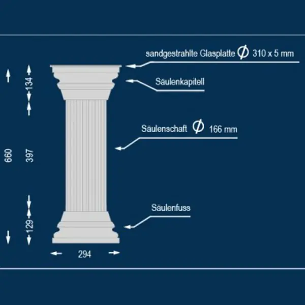 Beliebt Wiesemann | Dekosäule "Rosarno 166" | 310 x 660 mm | Stucksäule | Beschichtet | Unbeleuchtet