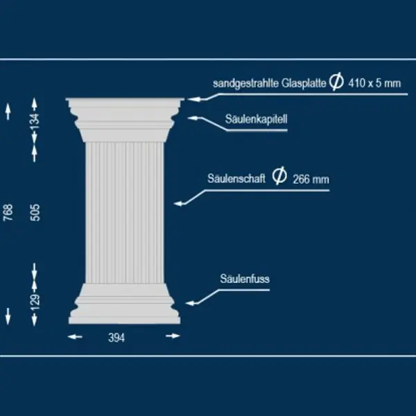 Aktuell Wiesemann | Dekosäule "Rosarno 266" | 410 x 768 mm | Stucksäule | Unbeschichtet | Beleuchtet