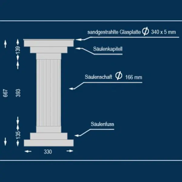 Direktkauf Wiesemann | Dekosäule "San Luca 166" | 340 x 667 mm | Stucksäule | Beschichtet | Beleuchtet