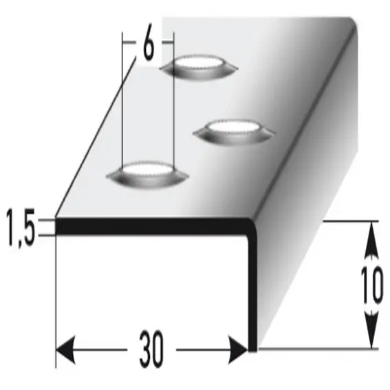 Auer Treppenkanten- & Winkelprofile Nola Rutschhemmend R12 DIN 51130 10 x 30 mm Edelstahl Must-Have
