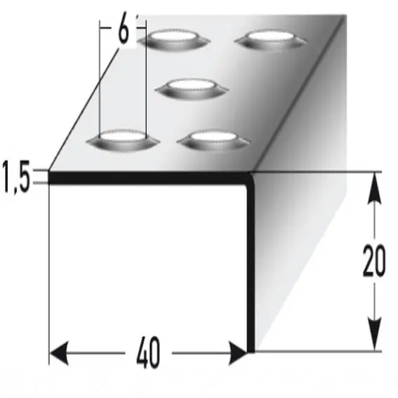 Auer Treppenkanten- & Winkelprofile Stilo Rutschhemmend R12 DIN 51130 20 x 40 mm Edelstahl Abverkauf