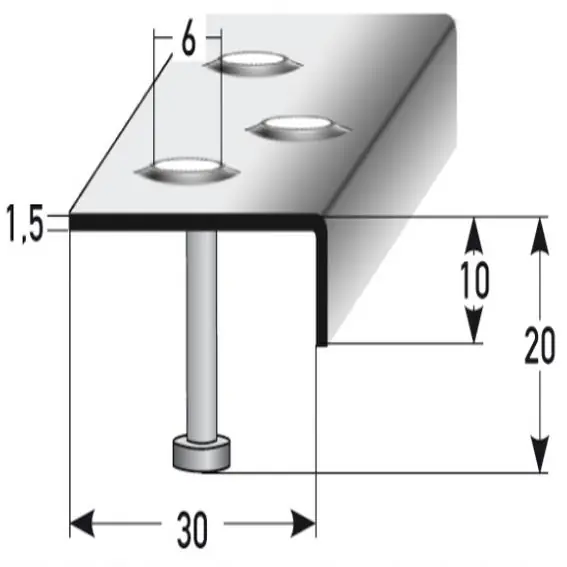 Auer Treppenkanten- & Winkelprofile Busca Rutschhemmend R12 DIN 51130 10 x 30 mm Edelstahl Markenware