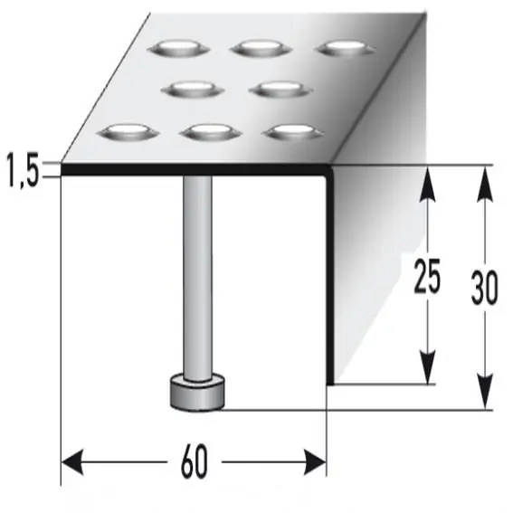 Auer Treppenkanten- & Winkelprofile Lana Rutschhemmend R12 DIN 51130 25 x 60 mm Edelstahl Markenprodukt