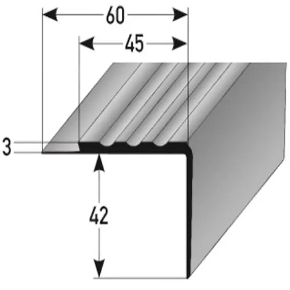 Auer Treppenkanten- & Winkelprofile Amieira H 45 mm B 60 mm L 2500 mm Einfasshöhe 3 mm Top-Angebot