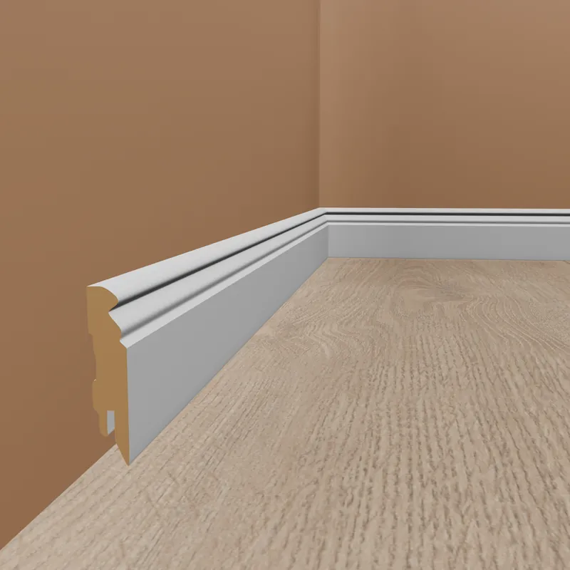 PROVISTON Fußleiste weiß 16 x 58 x 2500 mm Foliert MDF-Sockelleiste Hamburger Profil Bestpreis