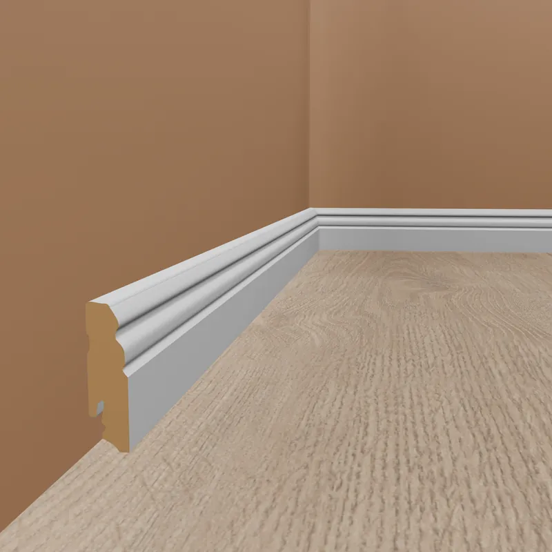 PROVISTON Fußleiste MDF Sockelleiste 18 x 70 x 2400 mm Weiß Foliert Berliner Profil Super-Preis