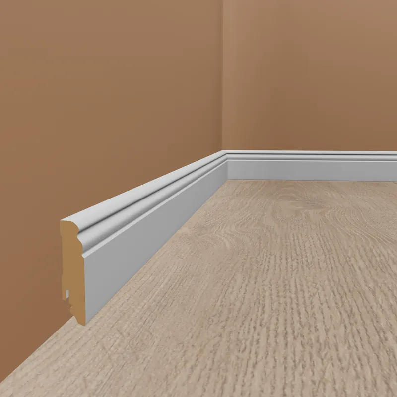 Expressversand PROVISTON MDF foliert Hamburger Sockelleiste 16 x 80 x 2500 mm Weiß Berliner Profil