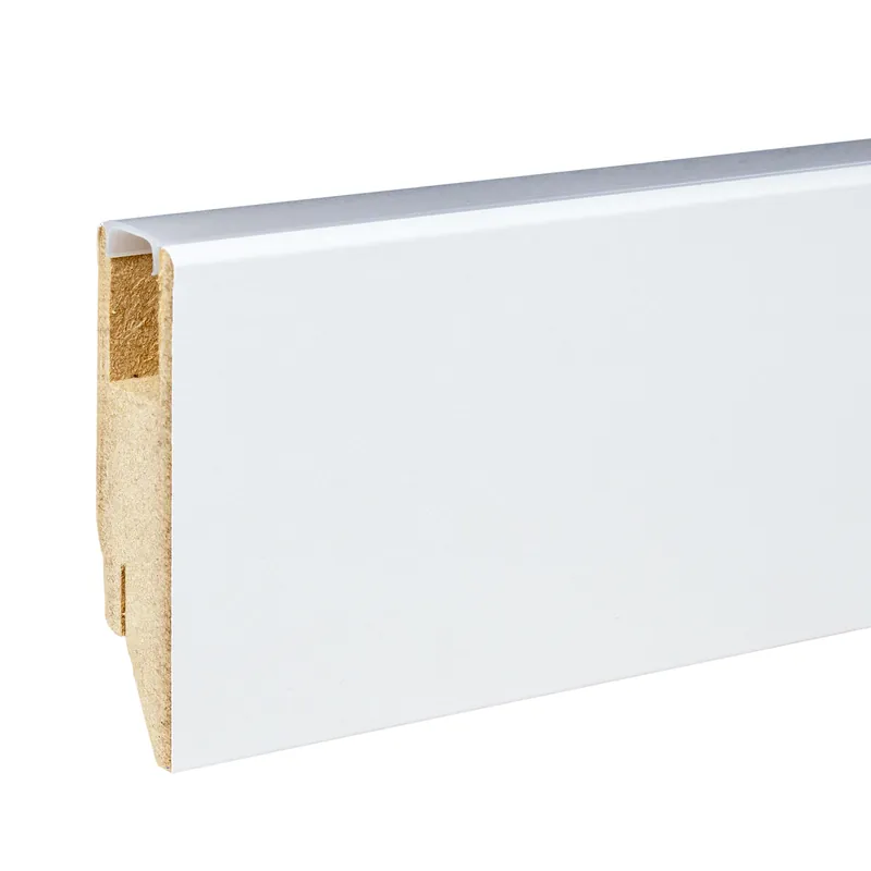 Abverkauf PROVISTON | Eckige Lichtsockelleiste | 19 x 70 x 2500 mm | Weiß foliert | MDF-Sockelleiste | Clips