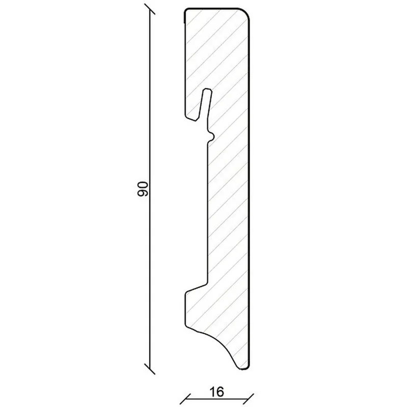 PROVISTON Innen- oder Außenwinkel eckiges Profil 16 x 90mm weiße Sockelleiste foliert Echt