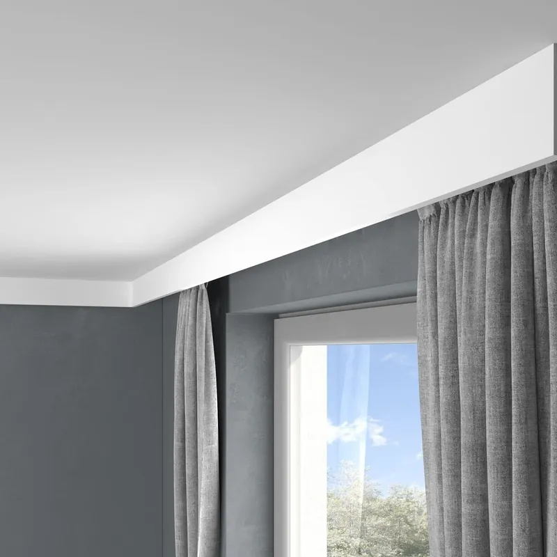 Top-Preis PROVISTON | Vorhangleiste "RM026T" | 41 x 100 x 2000 mm | Weiß | Stuckleiste | Lichtleiste | Modern